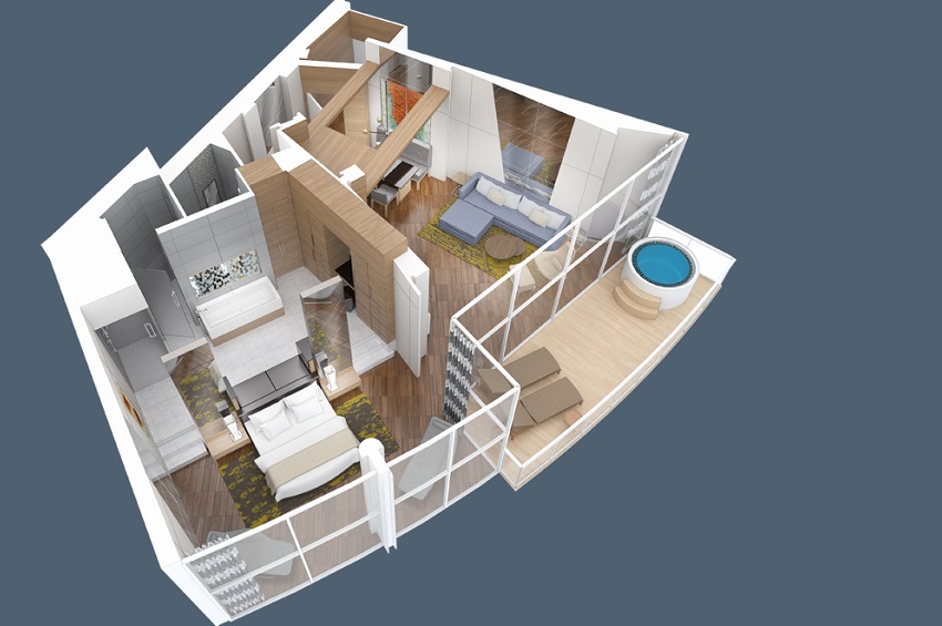Oasis of the Seas I Owner's Panorama Suite – 1 Schlafzimmer I Grundriss