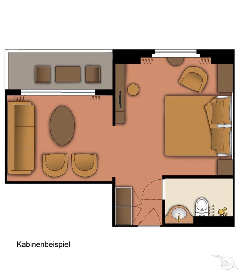 2-Bett-Suite mit Balkon Kommodore-Deck *GOLD*