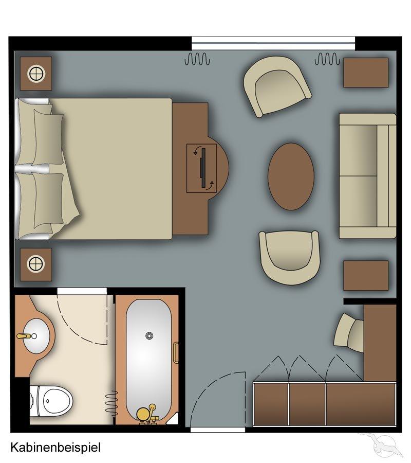 2-Bett Suite mit franz. Balkon Admirals-Deck *GOLD*
