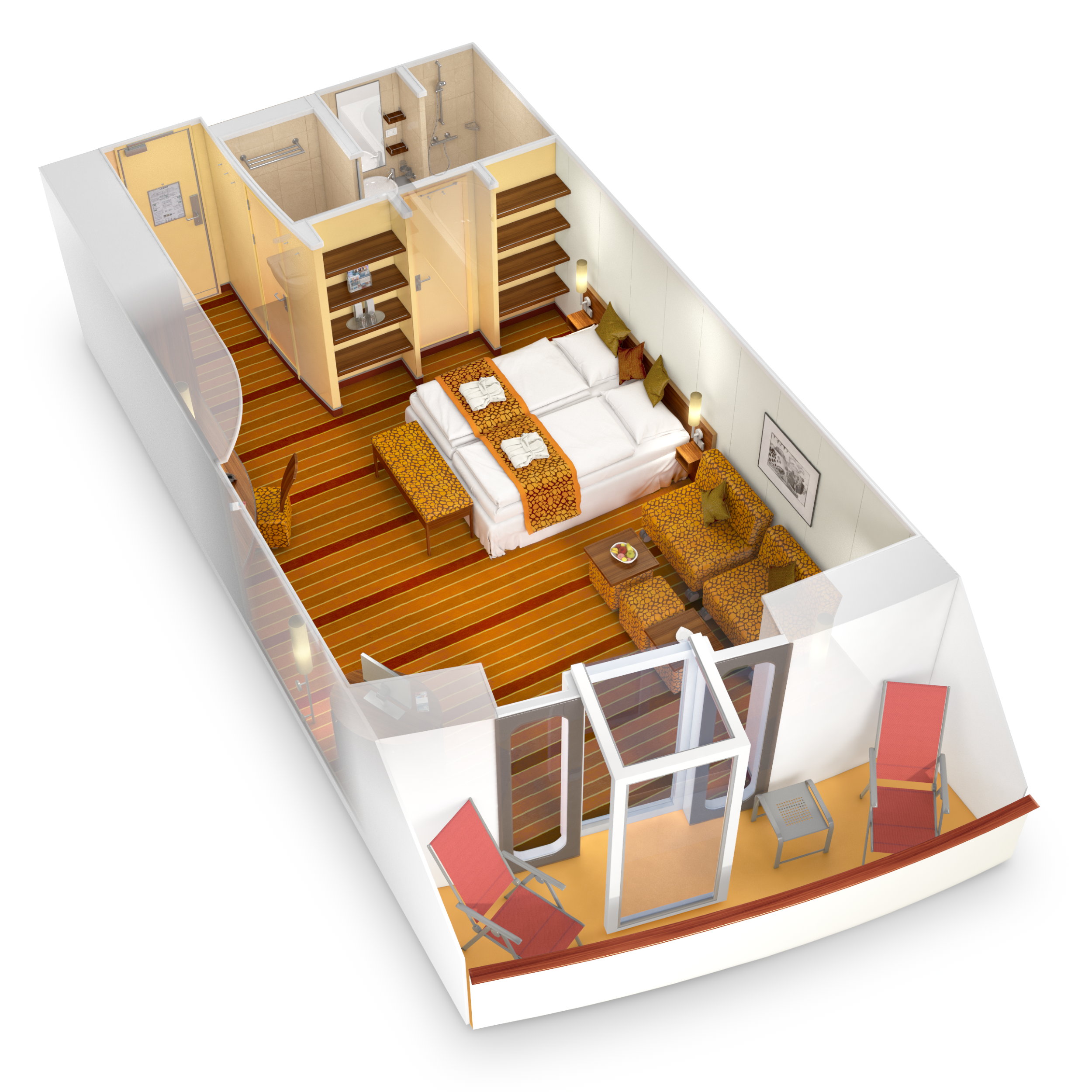 AIDAbella Junior-Suite mit Balkon, Grundriss