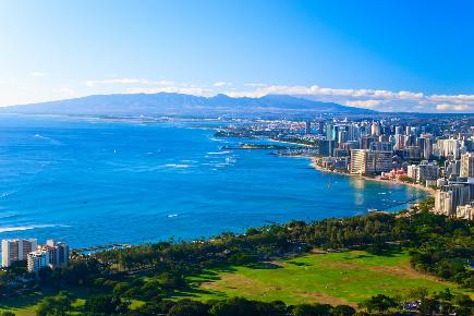 Pazifik : Hawaii, pazifische Küste, Blick über Waikiki und Honolulu